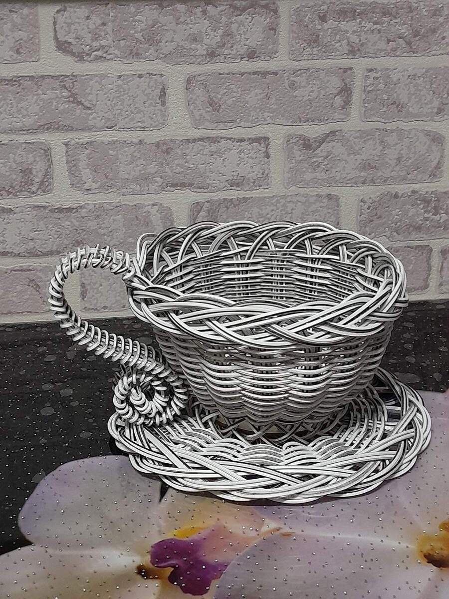 декоративная чайная чашка из ротанга